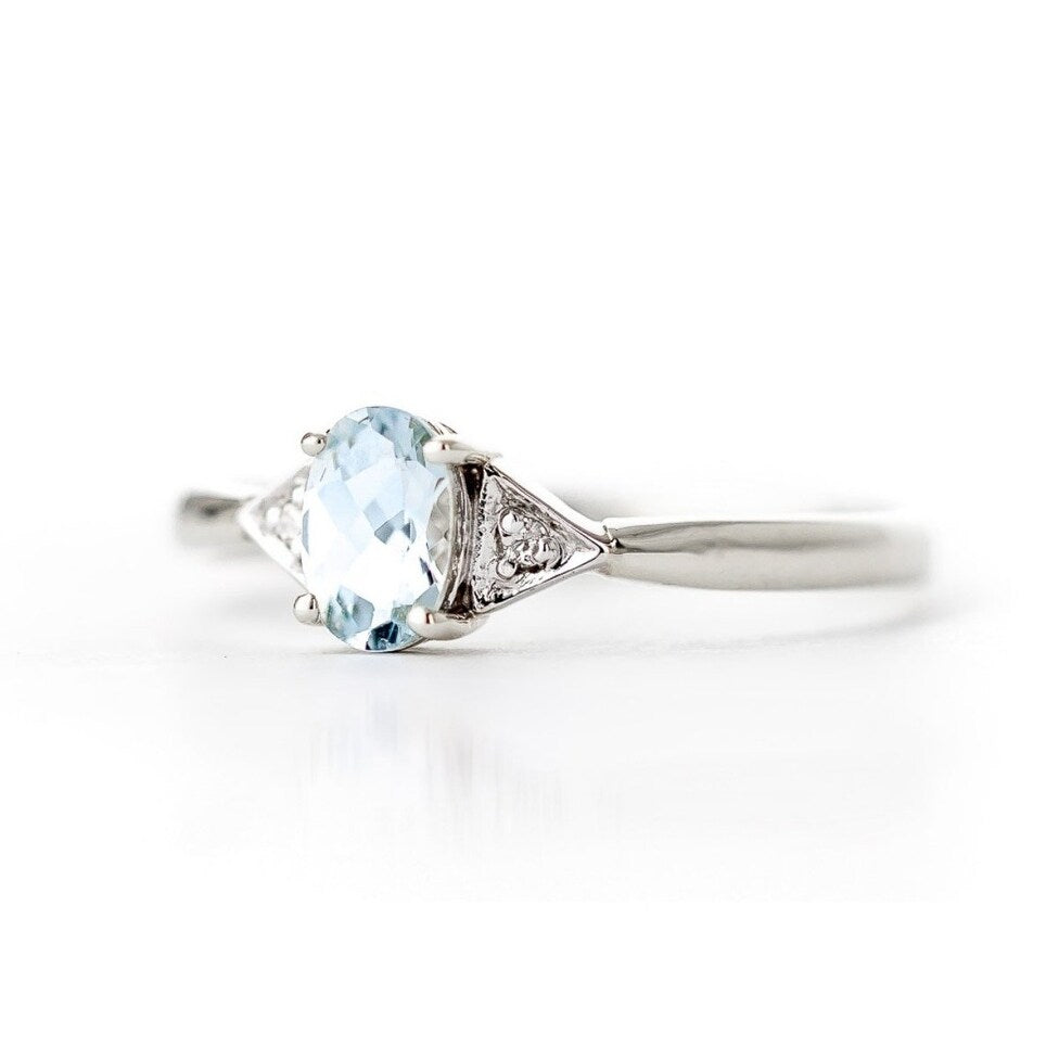 0.46 Carat 14k Solid Gold Aquamarine Gemstone Ring w/ Diamond Accents