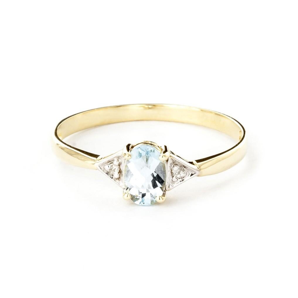 0.46 Carat 14k Solid Gold Aquamarine Gemstone Ring w/ Diamond Accents