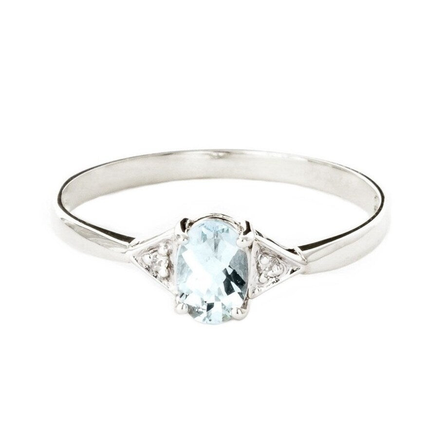 0.46 Carat 14k Solid Gold Aquamarine Gemstone Ring w/ Diamond Accents