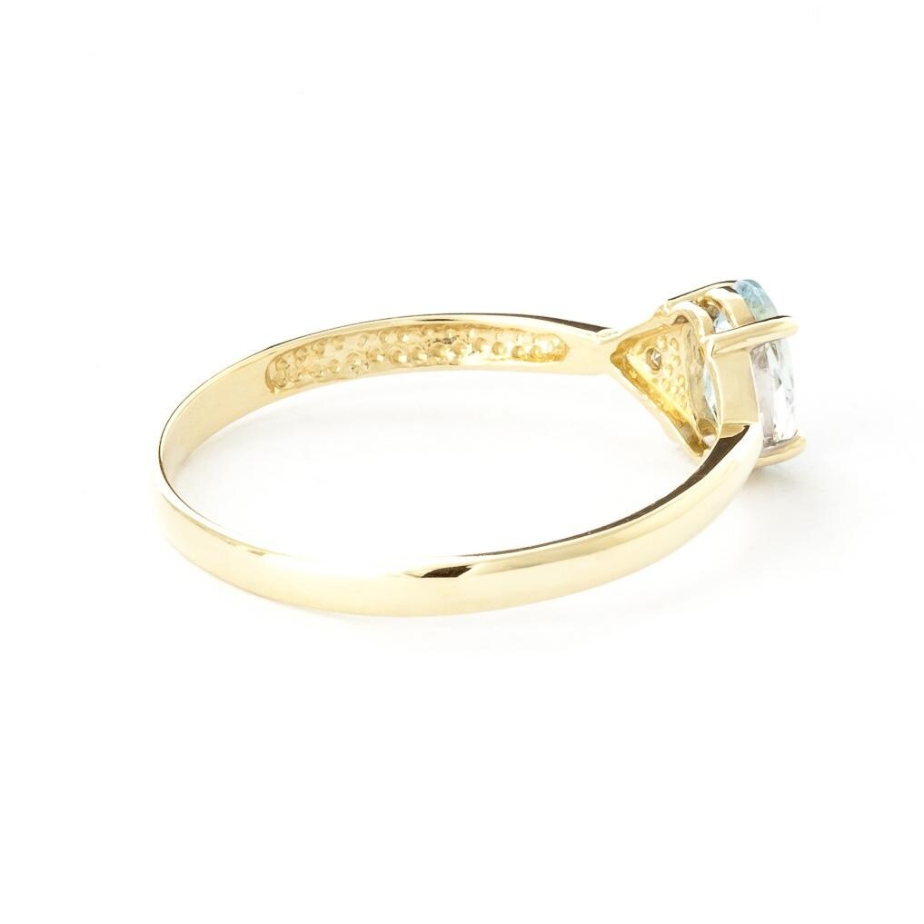 0.46 Carat 14k Solid Gold Aquamarine Gemstone Ring w/ Diamond Accents