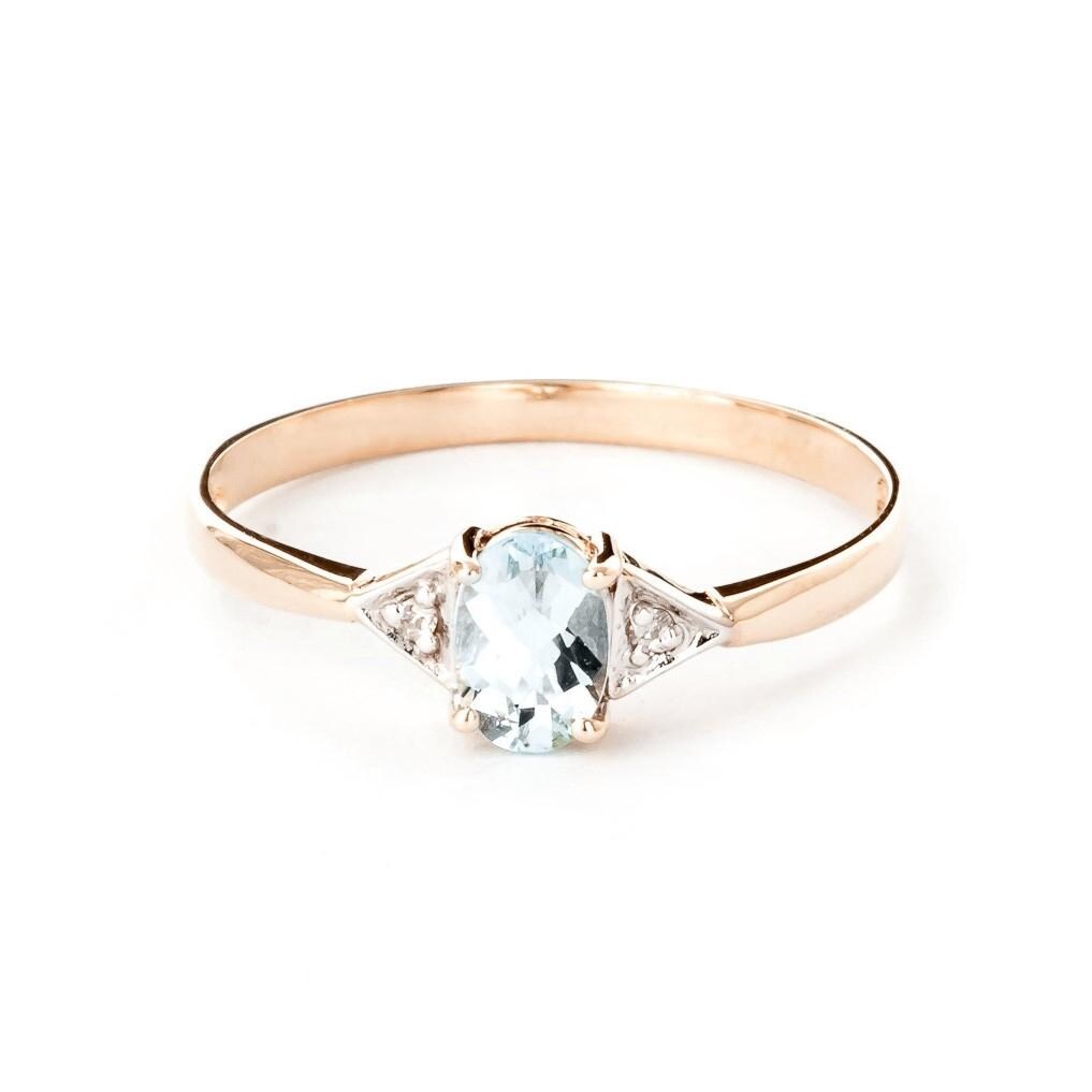 0.46 Carat 14k Solid Gold Aquamarine Gemstone Ring w/ Diamond Accents
