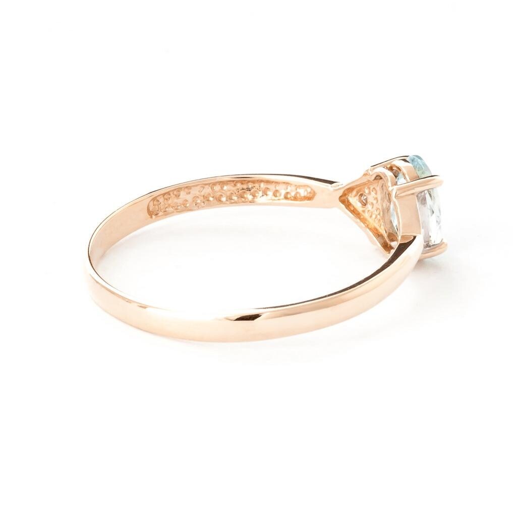 0.46 Carat 14k Solid Gold Aquamarine Gemstone Ring w/ Diamond Accents
