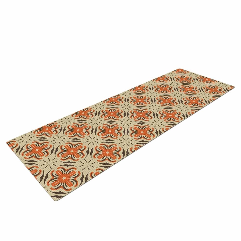 Mayacoa Studio "Geometric Tile" Orange Geometric Yoga Mat - Blue