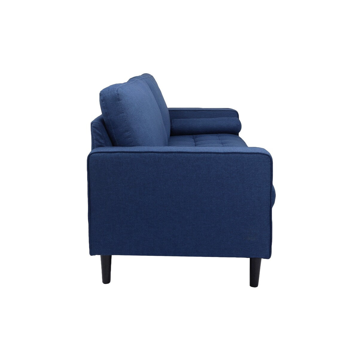 Mayo 74 Inch Modern Sofa, Tufted Bench Seat, Square Arms, Deep Blue Velvet