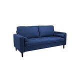 Mayo 74 Inch Modern Sofa, Tufted Bench Seat, Square Arms, Deep Blue Velvet