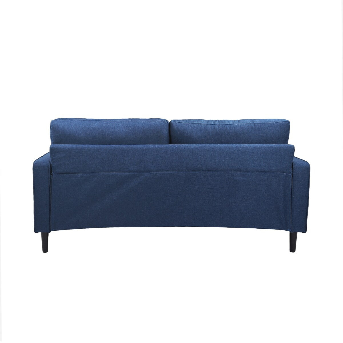 Mayo 74 Inch Modern Sofa, Tufted Bench Seat, Square Arms, Deep Blue Velvet