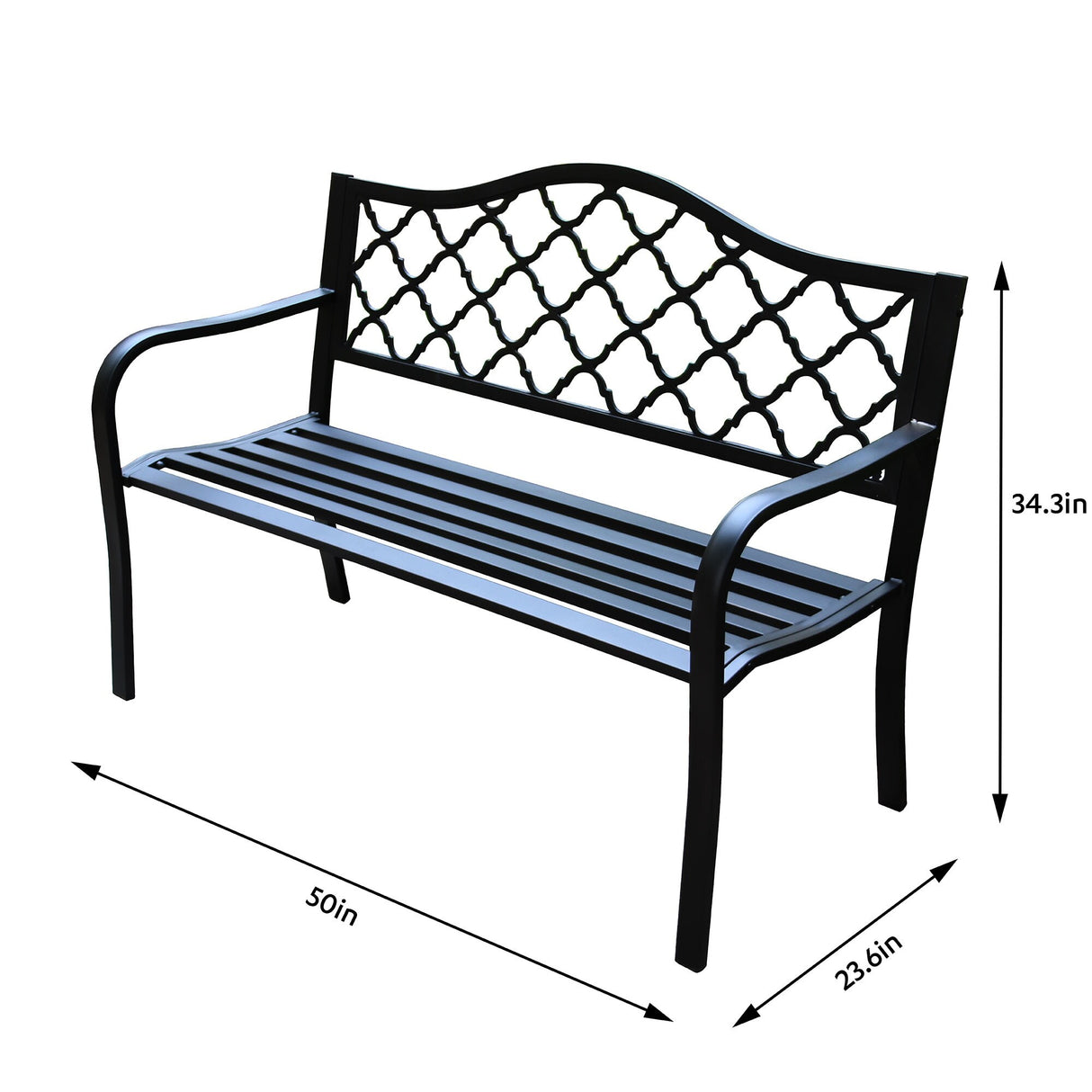 Aumo Matte Black Steel Patio Bench by Havenside Home - 4Ft