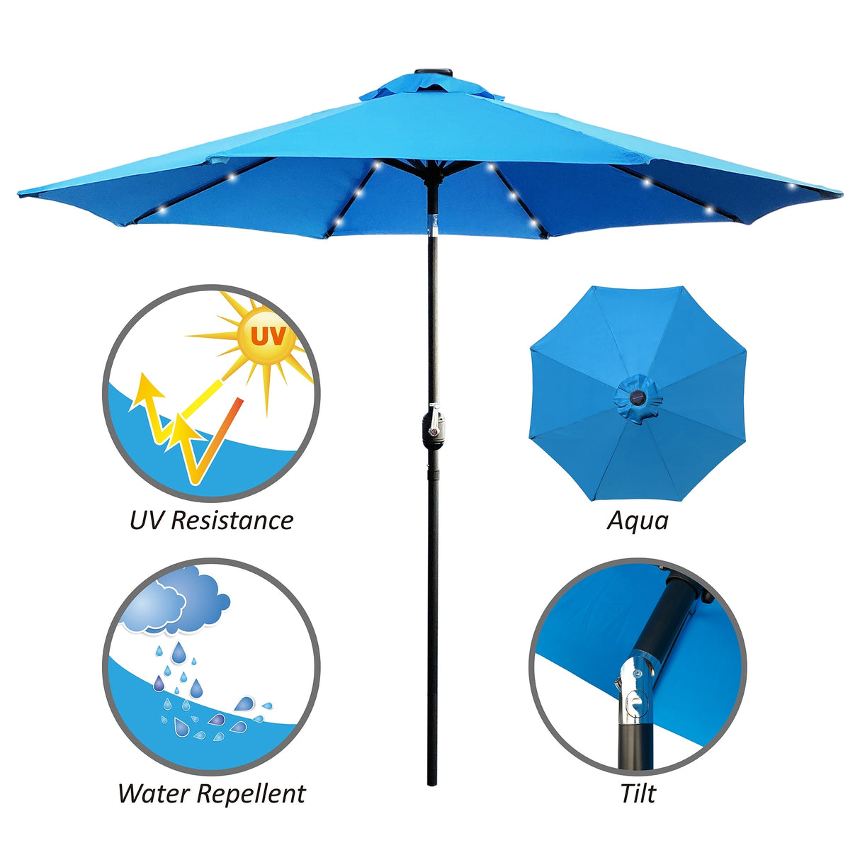 Maypex 9-foot Solar Led Lighted Patio Umbrella