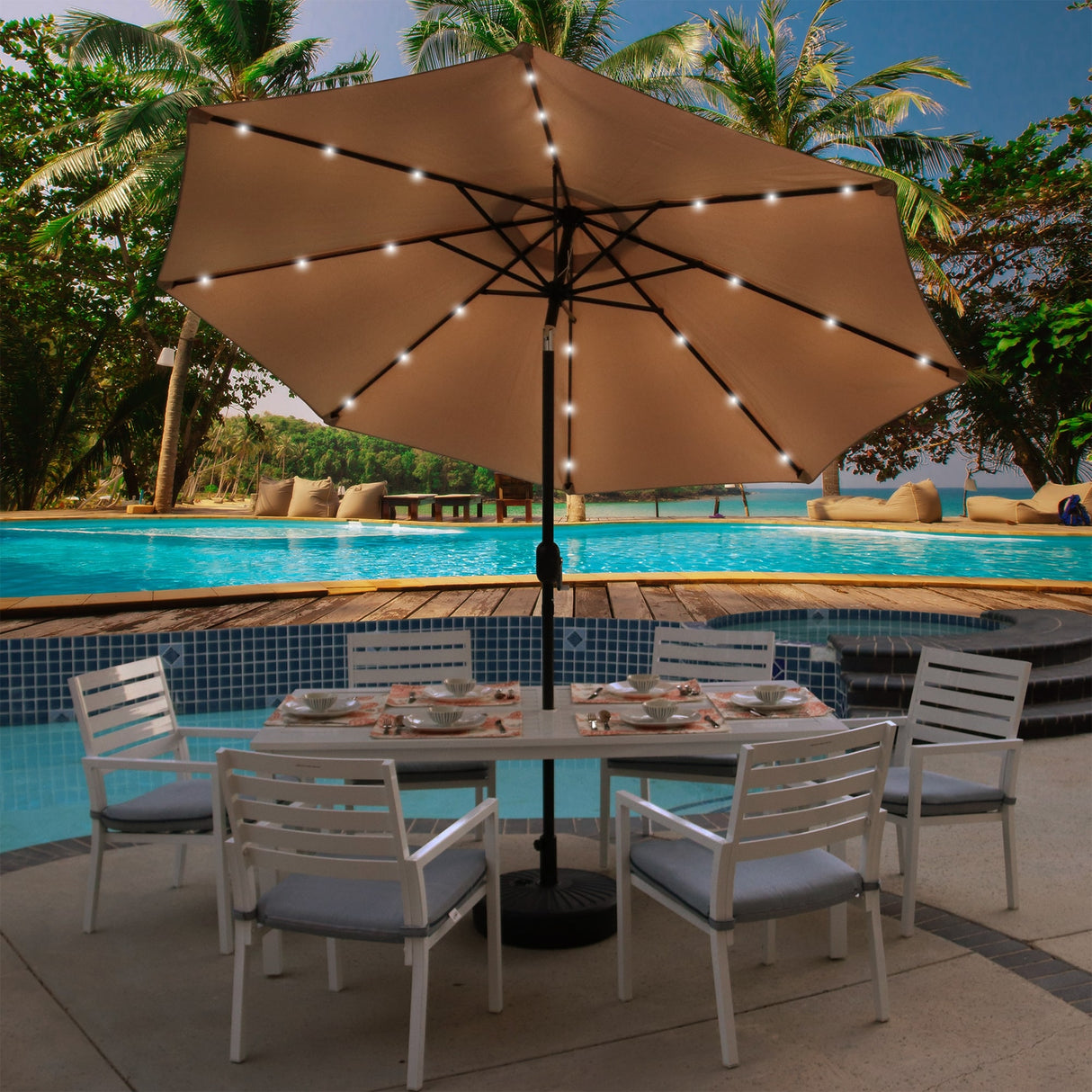 Maypex 9-foot Solar Led Lighted Patio Umbrella