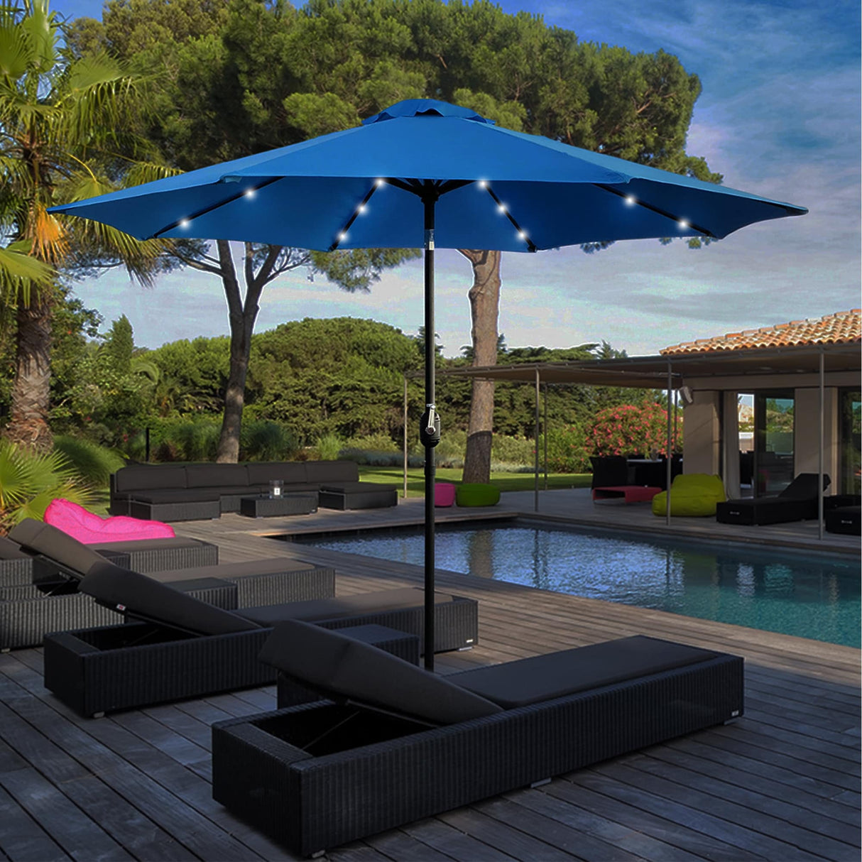 Maypex 9-foot Solar Led Lighted Patio Umbrella