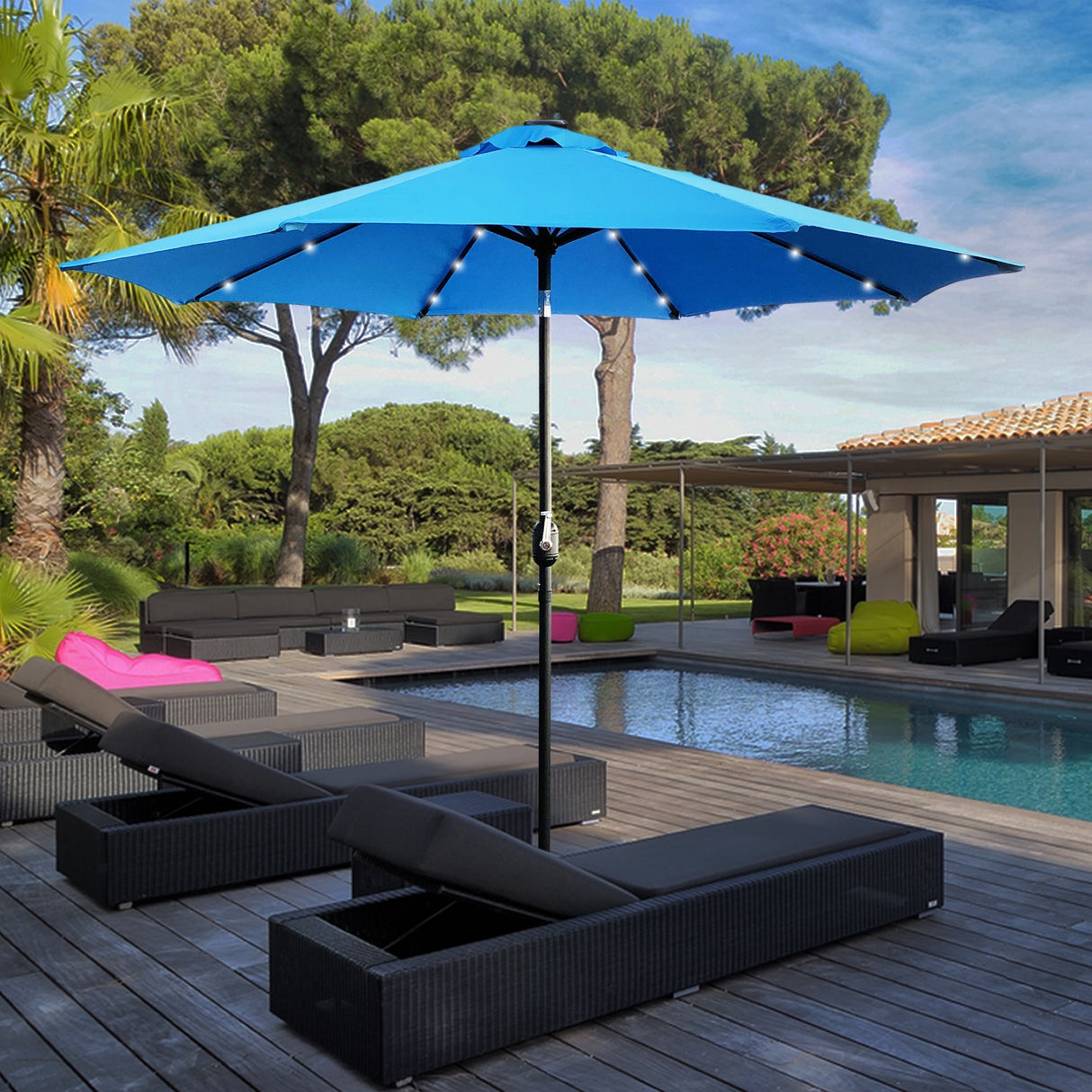 Maypex 9-foot Solar Led Lighted Patio Umbrella