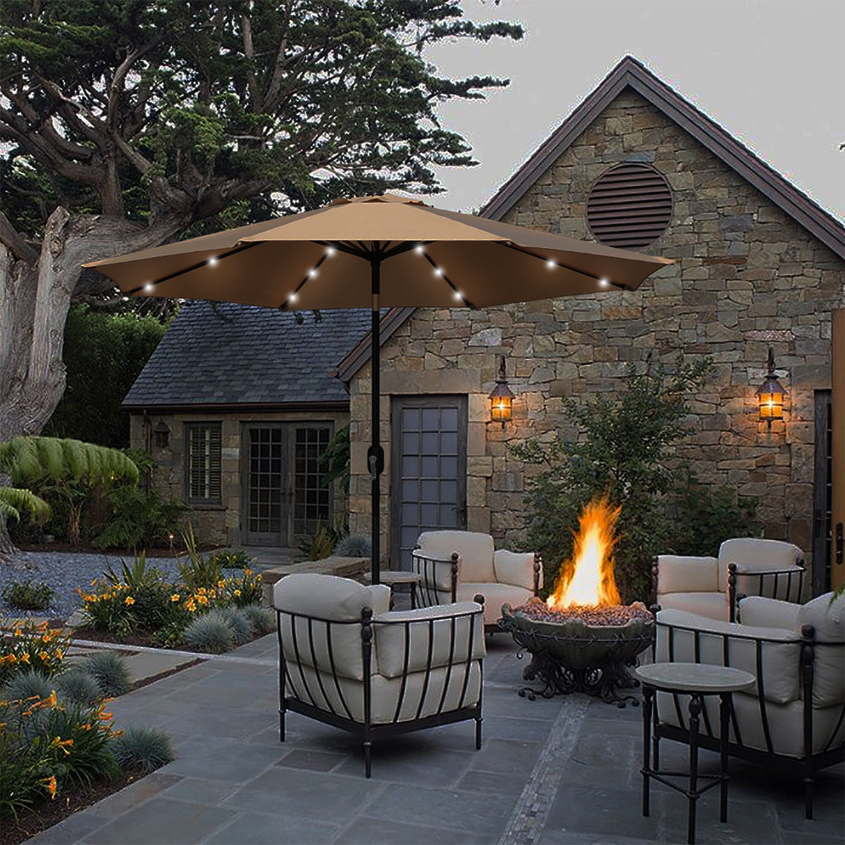 Maypex 9-foot Solar Led Lighted Patio Umbrella