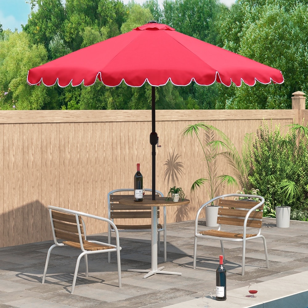 Maypex 9 Ft Scallop Tilt Crank Patio Umbrella