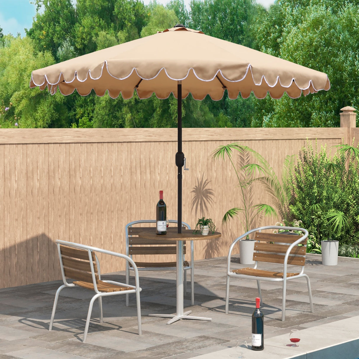 Maypex 9 Ft Scallop Tilt Crank Patio Umbrella