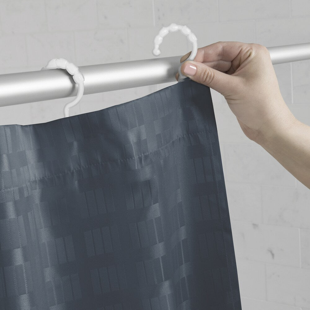 Maytex Madison Fabric Shower Curtain with Attached Roller Glide Hooks