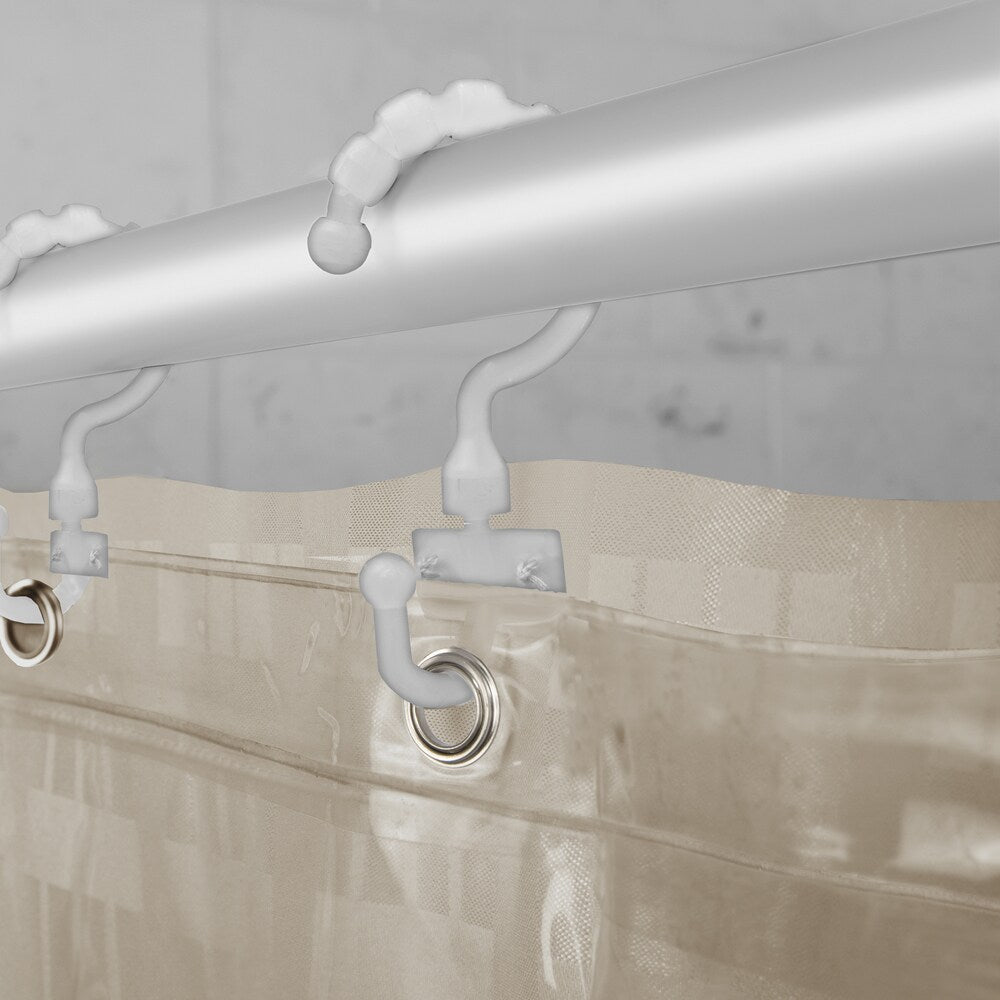 Maytex Madison Fabric Shower Curtain with Attached Roller Glide Hooks