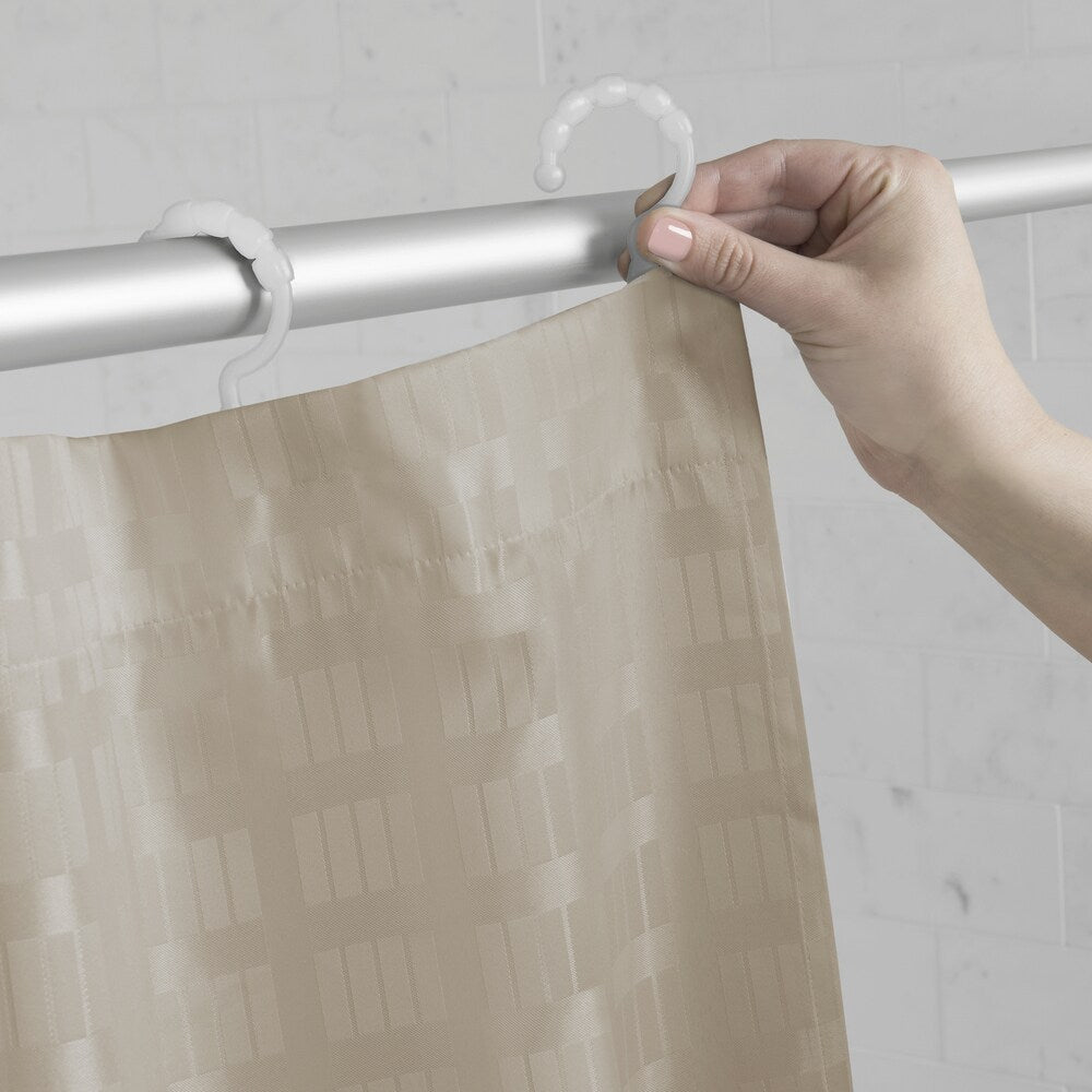 Maytex Madison Fabric Shower Curtain with Attached Roller Glide Hooks