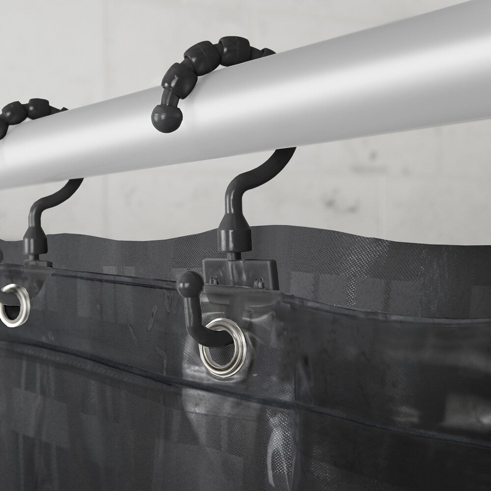Maytex Madison Fabric Shower Curtain with Attached Roller Glide Hooks