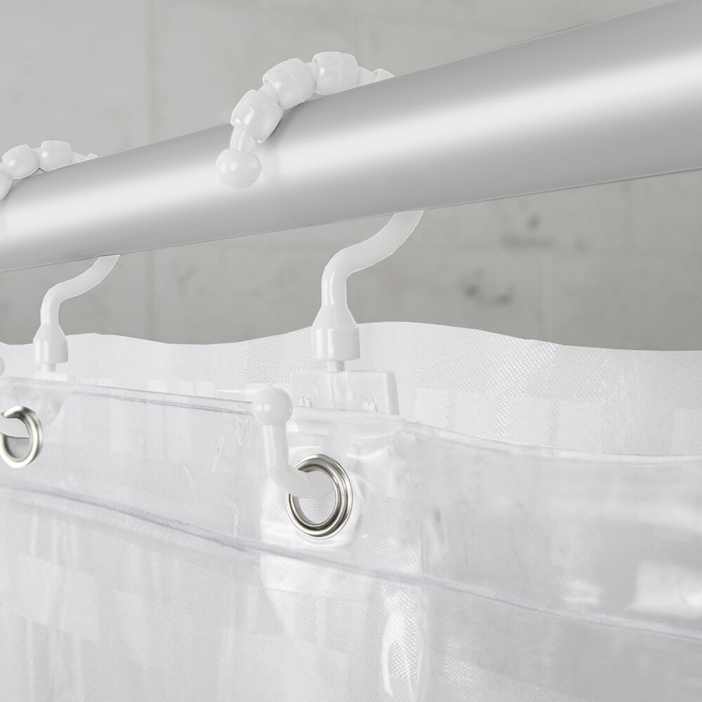 Maytex Madison Fabric Shower Curtain with Attached Roller Glide Hooks