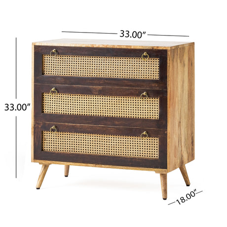 McCone Boho 3-drawer Mango Wood Sideboard by Christopher Knight Home - 33.00" L x 18.00" W x 33.00" H