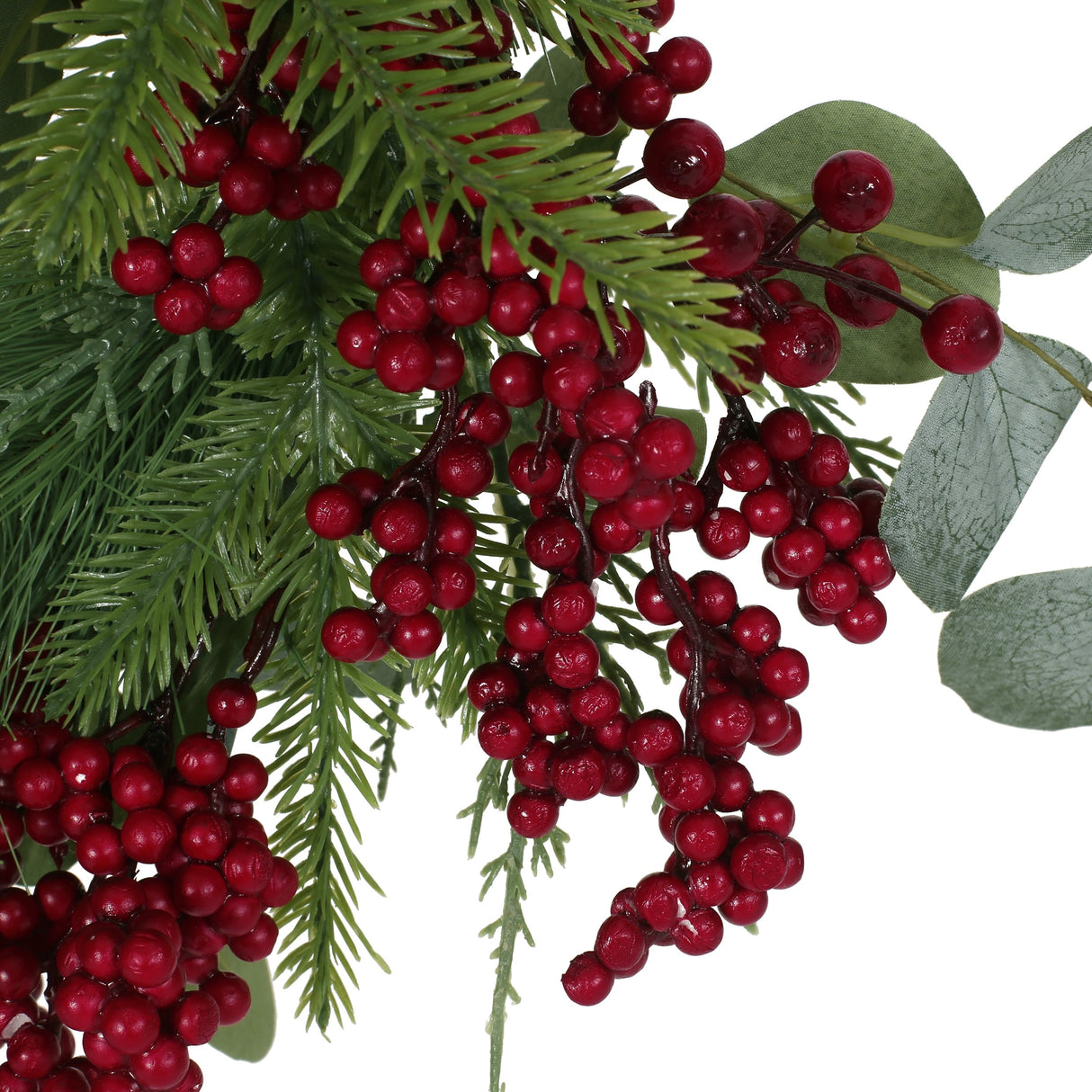 McKone 22" Eucalyptus Artificial Wreath with Berries and Pinecones by Christopher Knight Home - Red + Green
