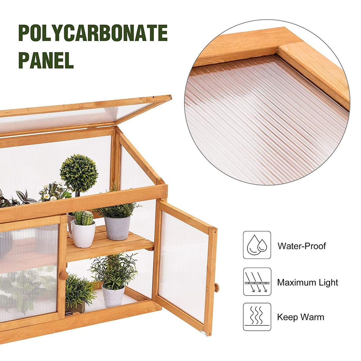 MCombo 2-Tier Cold Frame Greenhouse, Solid Wood 0160