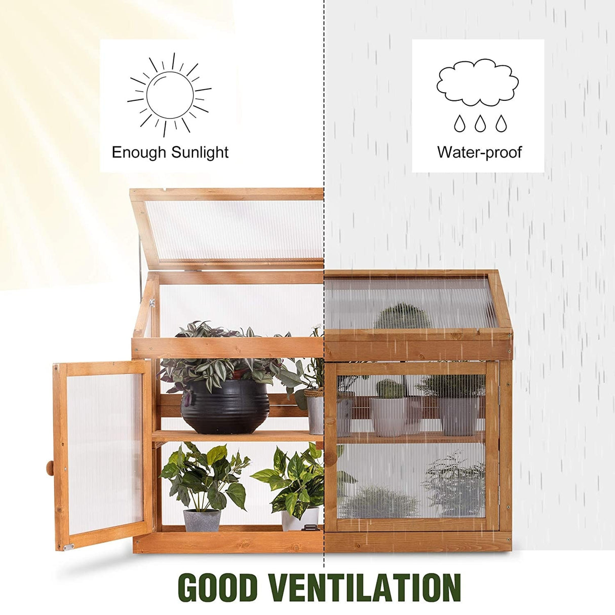 MCombo 2-Tier Cold Frame Greenhouse, Solid Wood 0160