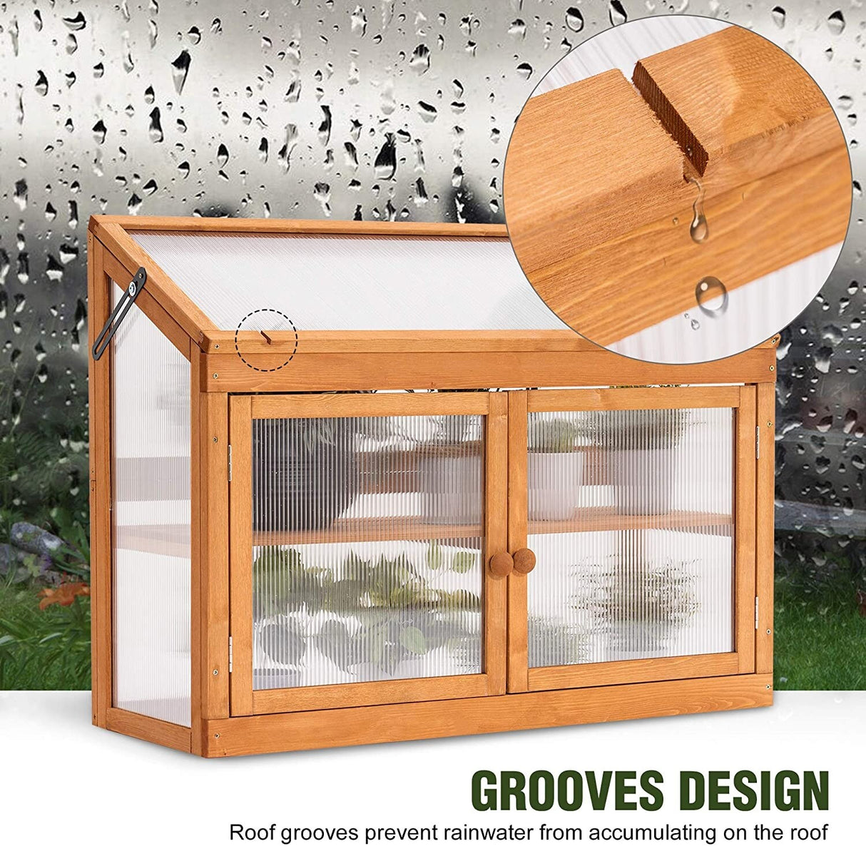 MCombo 2-Tier Cold Frame Greenhouse, Solid Wood 0160