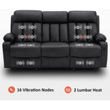 MCombo Electric Power Reclining Sofa with Heat & Massage, Faux Leather 6095/6075/6077