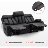 MCombo Electric Power Reclining Sofa with Heat & Massage, Faux Leather 6095/6075/6077