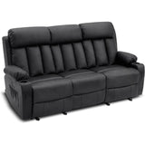 MCombo Electric Power Reclining Sofa with Heat & Massage, Faux Leather 6095/6075/6077
