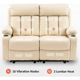 MCombo Electric Power Reclining Sofa with Heat & Massage, Faux Leather 6095/6075/6077