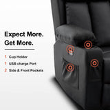 MCombo Electric Power Reclining Sofa with Heat & Massage, Faux Leather 6095/6075/6077