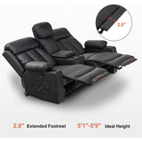 MCombo Electric Power Reclining Sofa with Heat & Massage, Faux Leather 6095/6075/6077