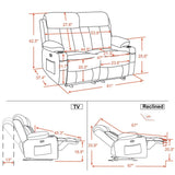 MCombo Electric Power Reclining Sofa with Heat & Massage, Faux Leather 6095/6075/6077