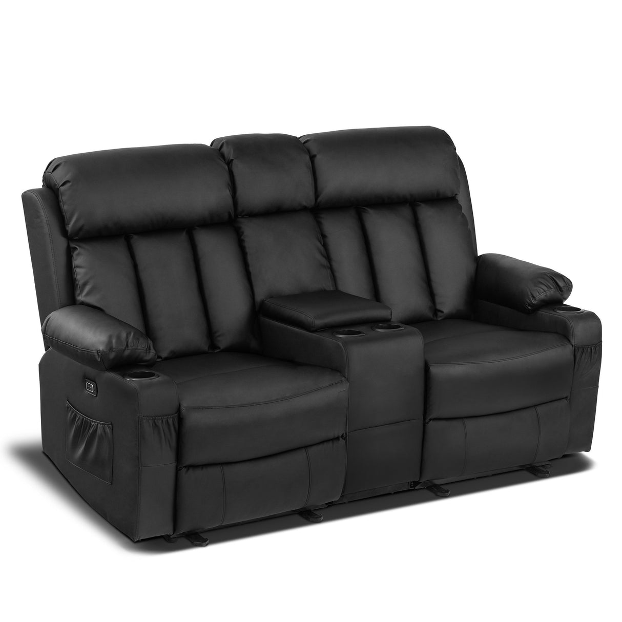 MCombo Electric Power Reclining Sofa with Heat & Massage, Faux Leather 6095/6075/6077