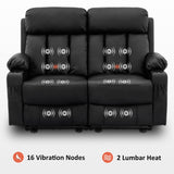 MCombo Electric Power Reclining Sofa with Heat & Massage, Faux Leather 6095/6075/6077