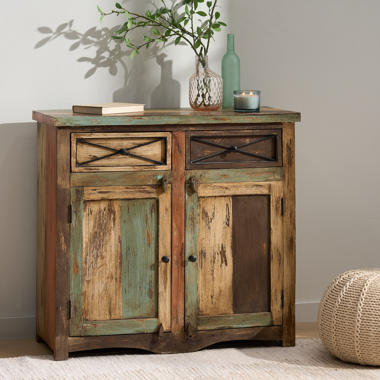 Meader Mango Wood Handmade Distressed Sideboard by Christopher Knight Home