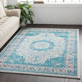 Medallion Contemporary Oriental Blue Area Rug - 5'3" x 7'6"