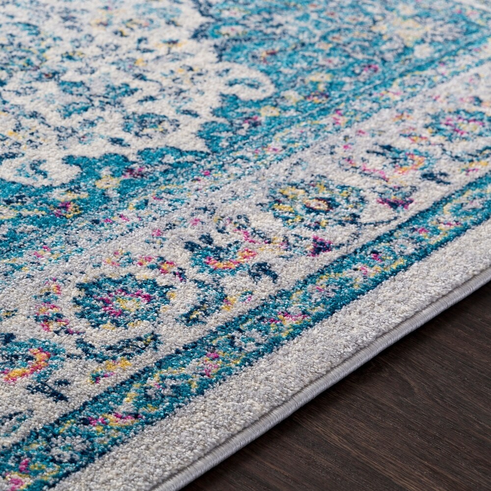 Medallion Contemporary Oriental Blue Area Rug - 5'3" x 7'6"