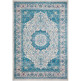 Medallion Contemporary Oriental Blue Area Rug - 5'3" x 7'6"