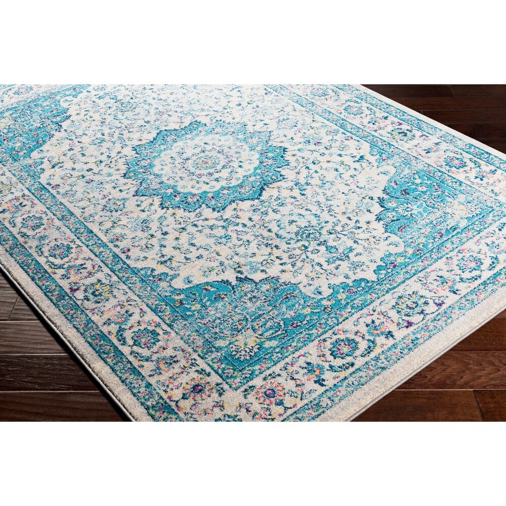 Medallion Contemporary Oriental Blue Area Rug - 5'3" x 7'6"
