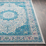 Medallion Contemporary Oriental Blue Area Rug - 5'3" x 7'6"
