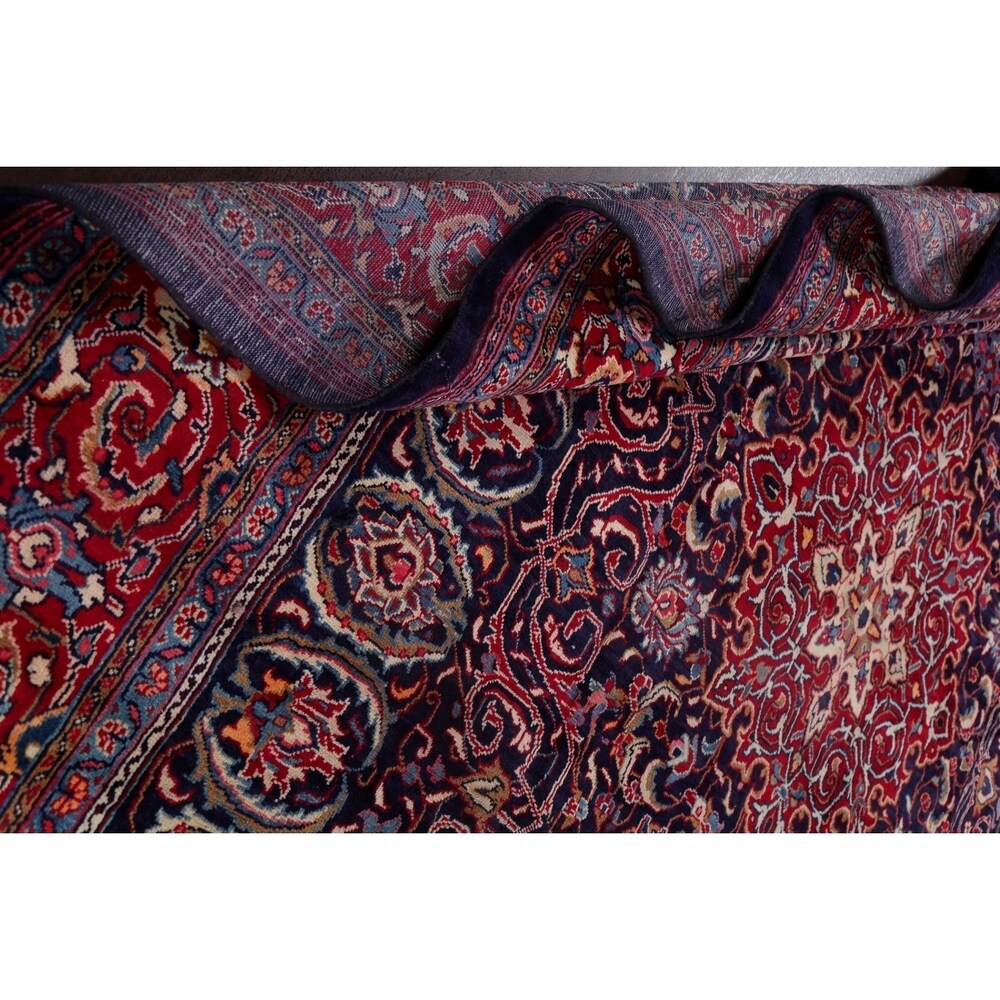 Medallion Hand Knotted Bordered Sarouk Persian Oriental Area Rug - 13'8" X 10'3"