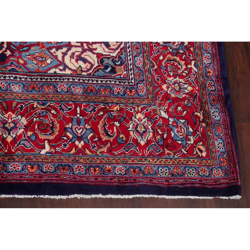 Medallion Hand Knotted Bordered Sarouk Persian Oriental Area Rug - 13'8" X 10'3"