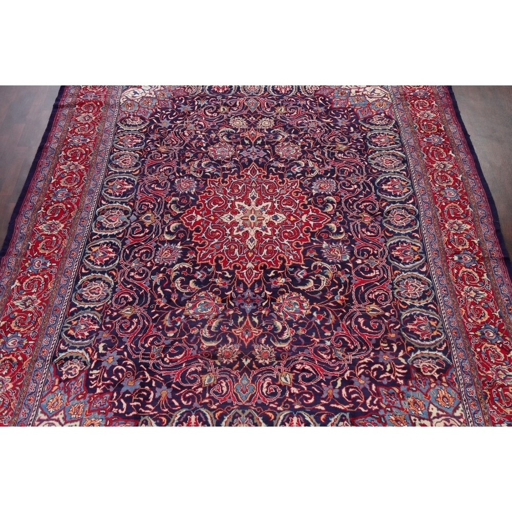 Medallion Hand Knotted Bordered Sarouk Persian Oriental Area Rug - 13'8" X 10'3"
