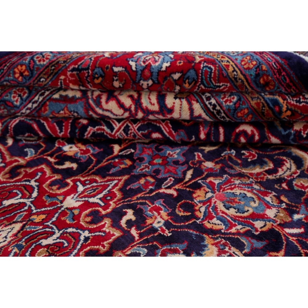 Medallion Hand Knotted Bordered Sarouk Persian Oriental Area Rug - 13'8" X 10'3"