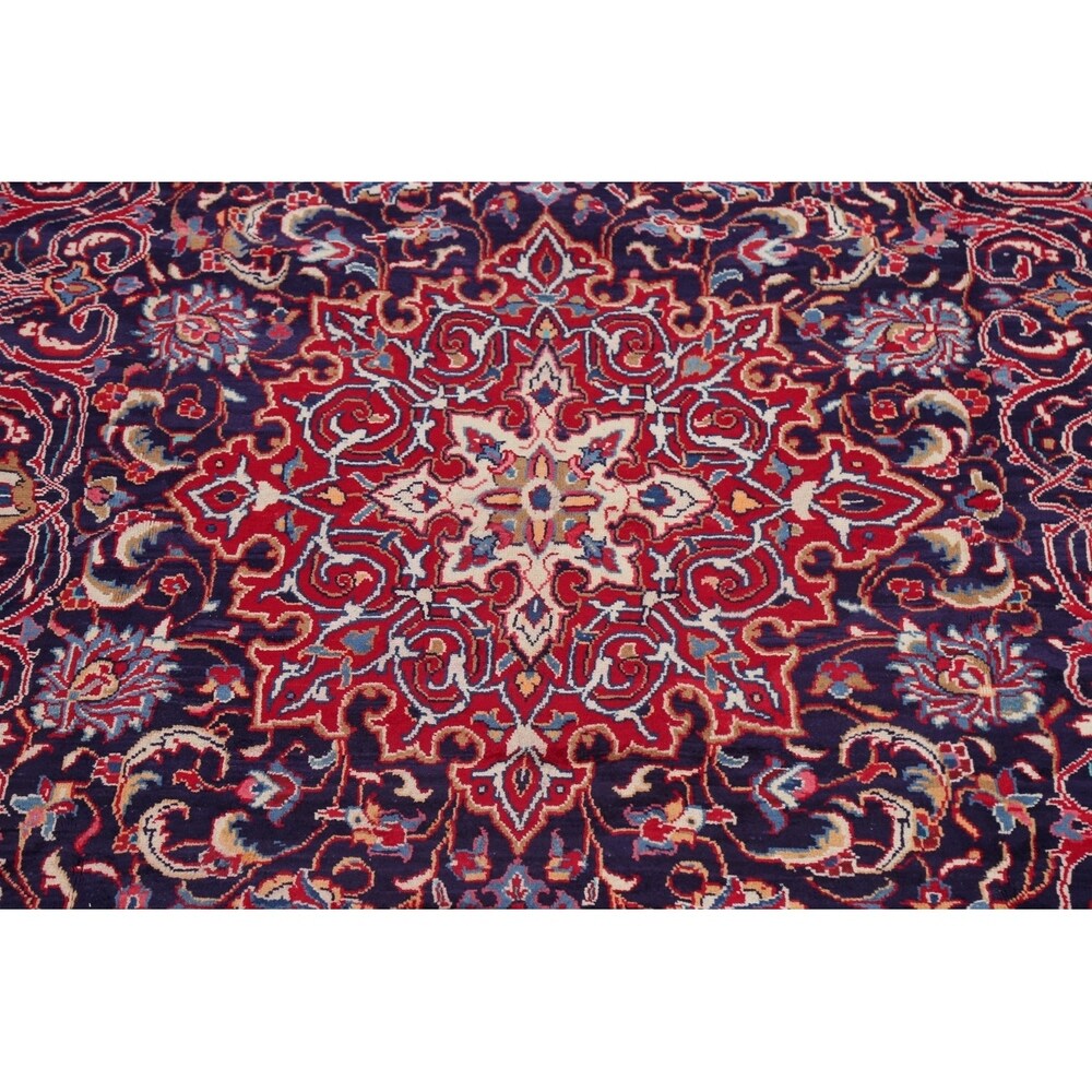 Medallion Hand Knotted Bordered Sarouk Persian Oriental Area Rug - 13'8" X 10'3"
