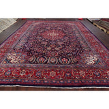 Medallion Hand Knotted Bordered Sarouk Persian Oriental Area Rug - 13'8" X 10'3"