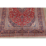 Medallion Hand Knotted Wool Vintage Kashan Persian Area Rug - 13'0" x 9'4"